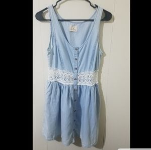 Pins And Needles Demin Dress With Lace snd Buttons